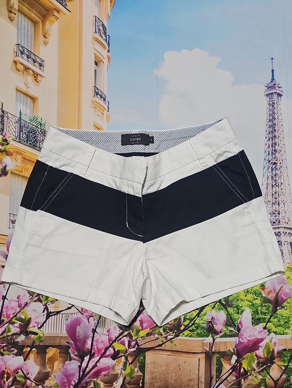 J. Crew Chevron Colorblock Chino Shorts Size 4